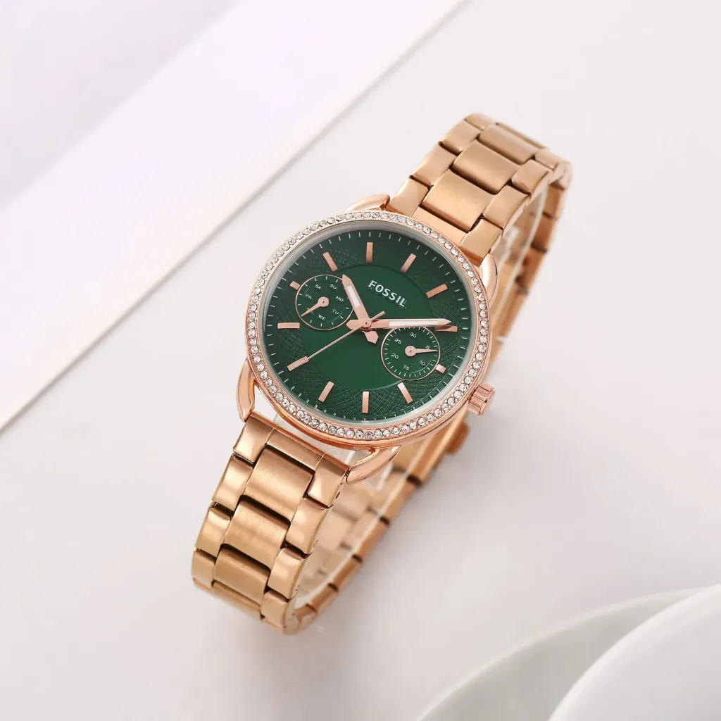 BQ3691 Multifunction Timepiece (Green (Rose Gold Chain))