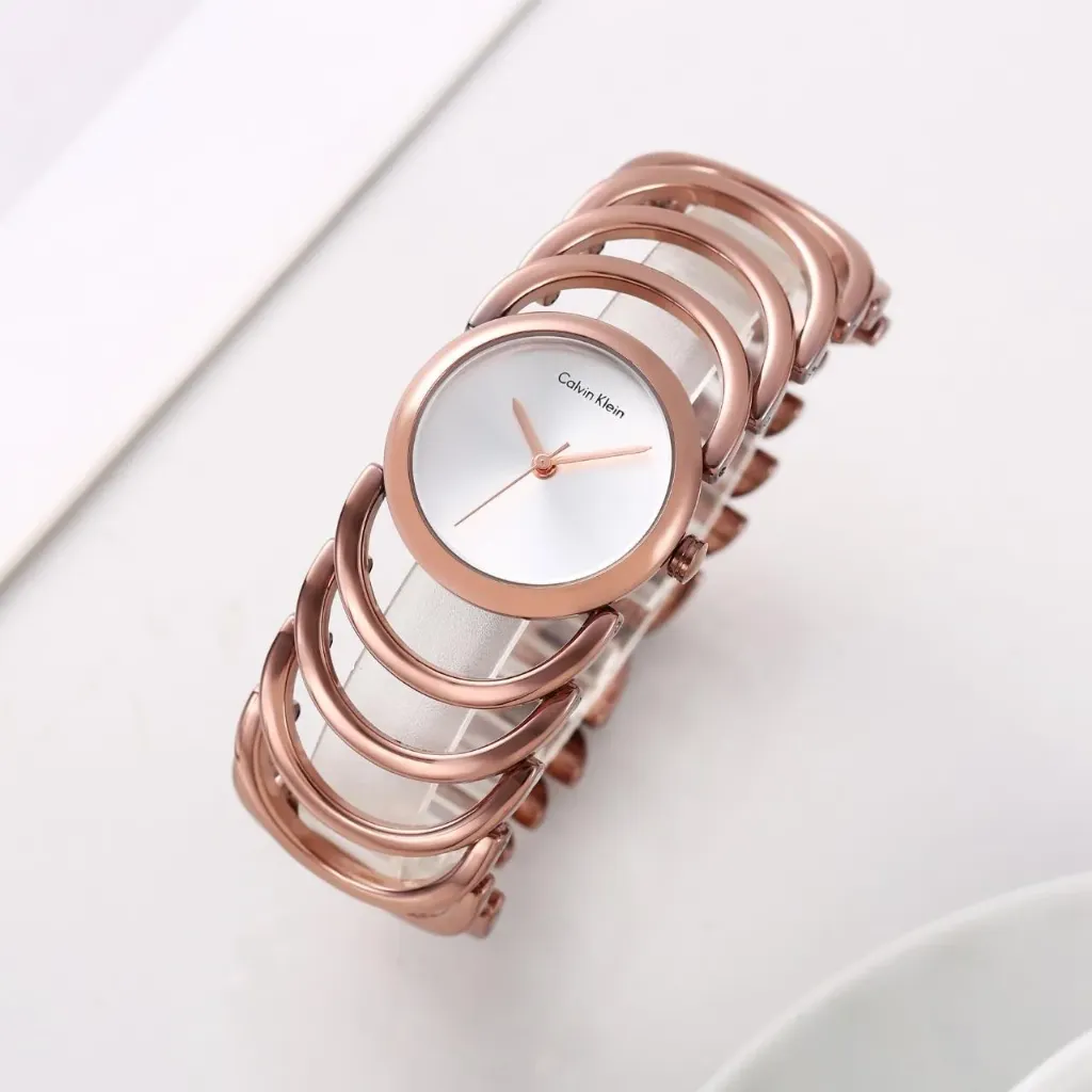 "Enlace" Bangle Watch (White (Rose Gold))